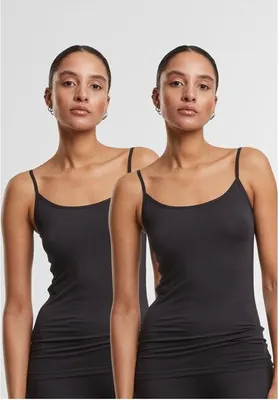 Obrázek produktu pro Dámské tílko Urban Classics Ladies Bamboo Tank Top 2-Pack black+black - XL