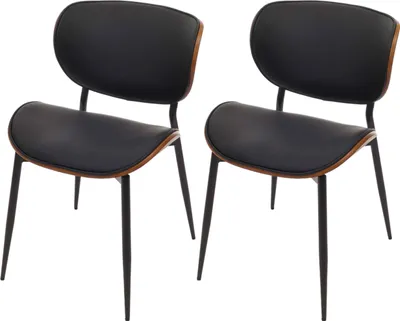 Image de lot de 2 chaises de salle à manger HWC-O45, chaise, bois courbé similicuir 280g/m² Öko-Tex ~ aspect noyer, noir