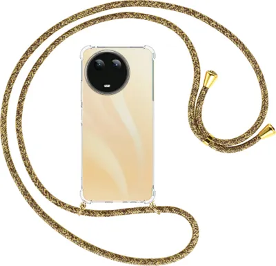 Produktbild von Handykette Backcover-Schutzhülle mit Band (Metall goldfarben) für Realme C67 4G - braun+beige