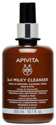 Immagine prodotto di Apivita, Detergente Delicato 3 in 1, detergente e idratante, latte detergente per viso e occhi, 300 ml