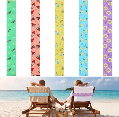 Imagen del producto de Bandas para toallas para sillas de playa, juego de 5 unidades, clips elásticos para toallas, de colores, para playa y piscina
