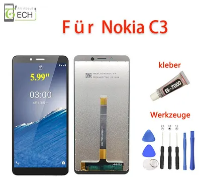Produktbild von Für Nokia C3 LCD Display Touchscreen Bildschirm Schwarz