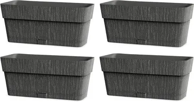 Immagine prodotto di Set di 4 vasi da fiori con serbatoio d'acqua auto-irrigante 100% plastica riciclata 30 x 13 x 12 cm antracite