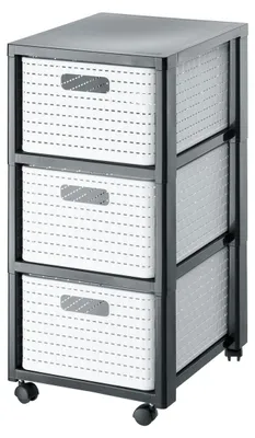Produktbild von Rotho Rollcontainer Country 3x18L - Schubladenturm 37,5 x 32,5 x 75,0 cm - Bürocontainer mit Rollen - Rollwagen aus Kunststoff - Körbe DIN A4-Format