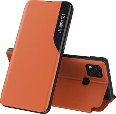 Image de Etui pour Redmi 9C, Smart View Window Flip StandPolyuréthaneLeather Protective Case for Xiaomi Redmi 9C Orange