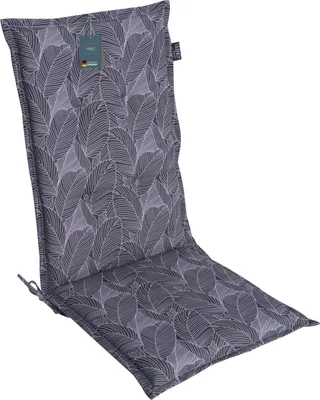 Produktbild von LILENO HOME Gartenstuhl Auflagen als [1er Set - Hochlehner] in Blätter Anthrazit - bequeme Liegen als Sitzauflagen für Gartenmöbel - Stuhlkissen für Gartenstühle und Klappstühle