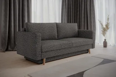 Produktbild von MOEBLO Sofa aus Webstoff Couch für Wohnzimmer Sofagarnitur Polstersofa Wohnlandschaft mit Bettfunktion, Bettkasten und Schlaffunktion (BxHxT): 230x90x97 cm - Sofa Marbella - Anthrazit (IMO 60)