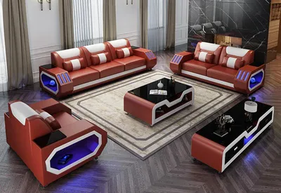 Produktbild von Leather Sofa Set 3 + 2 + 1 - Illuminated Designer Couches New Modern Lightings