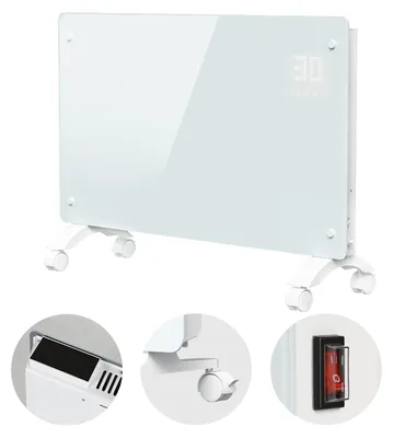 Produktbild von ISOISL Elektroheizung 2000W Weiß Glaskonvektor WLAN App, 5–50°C Thermostat, 24h Timer, Wand- & Standheizung mit Rollen