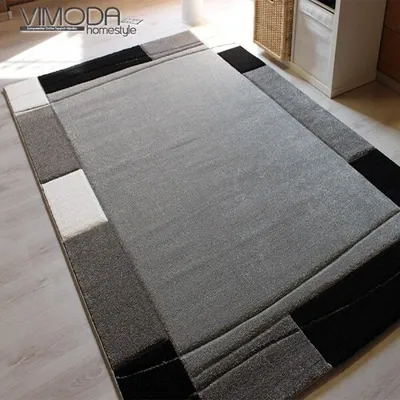 Produktbild von Moderner Frisee Teppich, Handgeschnittene Konturen Umrandung in Grau - CP6294, Maße:160 x 230