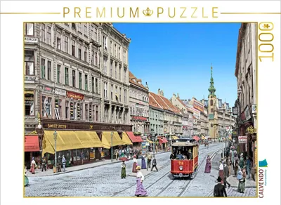 Produktbild von CALVENDO Puzzle Wien - Mariahilferstraße 1908 (Koloration aus Schwarzweißfotografie) | 1000 Teile Lege-Größe 64x48cm Foto-Puzzle für glückliche Stunden