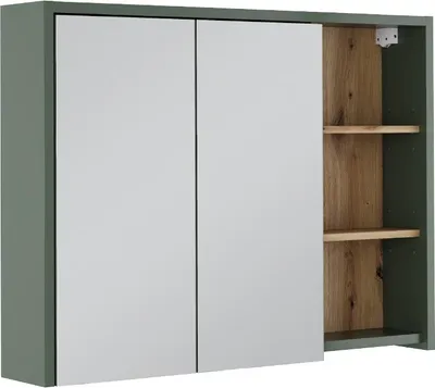 Produktbild von Badspiegelschrank Vicco Viola Grün/Artisan 100 x 75 cm mit offenen Regalen, Model 55154