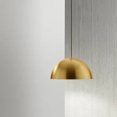 Zdjęcie produktu dla Lampa wisząca Bonella S/P – nowoczesny design z aluminium z mosiężnym wykończeniem, oprawka E27, montaż wewnątrz – Gealuce