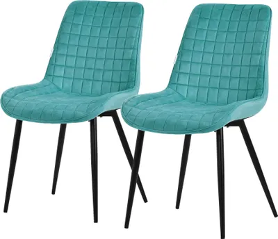Produktbild von ML-Design Esszimmerstühle 2er Set, Petrol, Sitzfläche aus Samt mit schwarzen Metallbeinen, Küchenstühle mit Rückenlehne