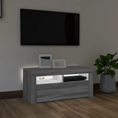 Imagen del producto de Maison Exclusive: Mueble de TV con iluminación LED, color gris Sonoma, 90x35x40 cm