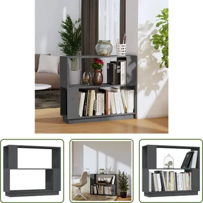 Produktbild von The Living Store Bücherregal/Raumteiler Grau 80x25x70 cm Massivholz Kiefer