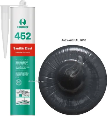 Produktbild von Ramsauer 452 Sanitär Elast 1K Silikon Dichtstoff 310ml Kartusche Anthrazit RAL 7016