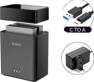 Immagine prodotto di Docking station per HDD, design a doppio alloggiamento, interfaccia USB31 Gen1 da 5 Gbps, supporto fino a 22 TB, connettore UE