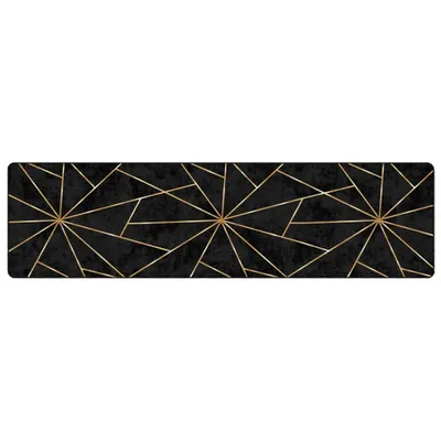 Produktbild von vidaXL Teppich Waschbar Schwarz und Golden 80x300 cm