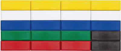 Produktbild von MAUL Magnet MAULpro Rechteck 20 Stück 1 kg Kunststoff Ferrit bruchsicher lackiert 5.3 x 1.8 x 1 cm schwarz blau gelb grün rot weiß