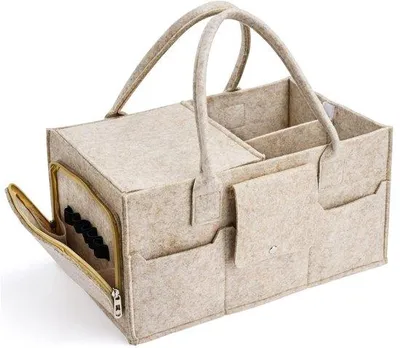 Produktbild von Famanu Baby Caddy Organizer für Wickeltisch - große Filz Wickeltasche mit Deckel