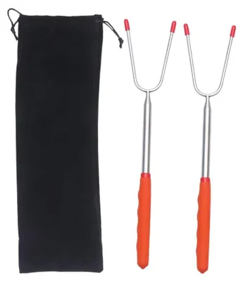 Produktbild von Teleskop-Grillgabeln - Ausziehbare Edelstahl-Spieße - Grillzubehör - 2 Stück, 28,5 cm bis 115 cm