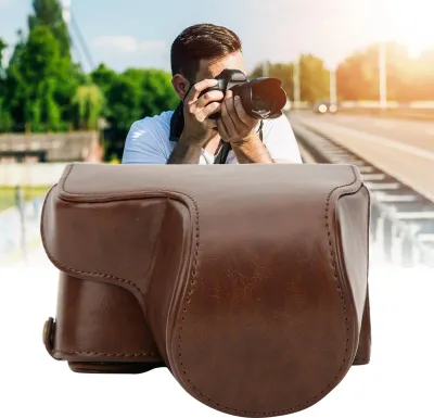Obrázek produktu pro Fotografická brašna zPolyuretankůže, odnímatelný prostor na baterie s ramenním popruhem pro Sony A6400 ILCE A6400 (káva)