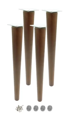 Obrázek produktu pro Dřevěné nábytkové nožky 40 cm, buk, orzech, sada 4 ks s montážními komponenty pro DIY projekty