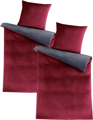 Produktbild von Cashmere Touch Wendebettwäsche 135x200 cm 4 tlg. mit Reißverschluss in Anthrazit Bordeaux