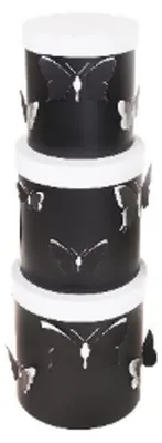 Productafbeelding van Decoratieve dozen "Flower Box", zwarte hartvorm, 3 stuks
