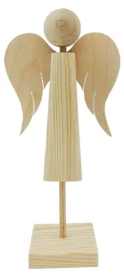 Holzengel Weihnachtsdeko Standfigur 31 cm Naturholz