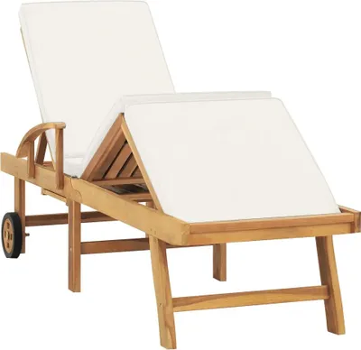 Produktbild von vidaXL Sonnenliege mit Auflage Massivholz Teak Creme
