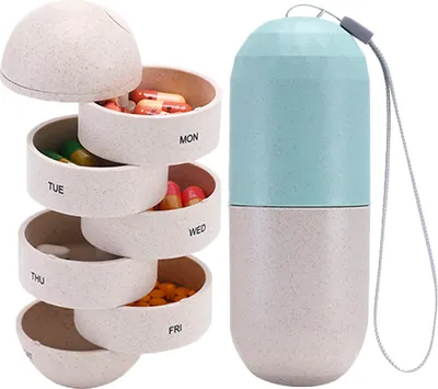 Produktbild von Niedlicher Pillen-Organizer für 7 Tage, wöchentliche Pillendosen, wasserdicht, feuchtigkeitsfest, Reise-Pillendose, tragbares Design, um Vitamine zu halten