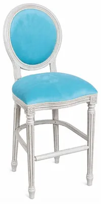 Produktbild von Casa Padrino Luxus Barock Barstuhl Hellblau / Hellgrau H. 127 cm - Barock Bar Möbel