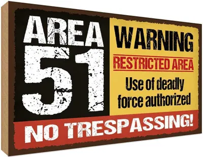 Produktbild von vianmo Holzschild 30x40 cm area 51 warning restrictes area