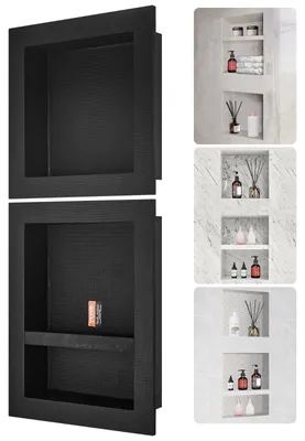 Duschregal-Nische 40,64x40,64+40,64x50,8 cm, dreifach, versiegelt, modern