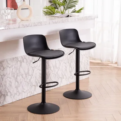 Produktbild von Kidol & Shellder Barhocker 2er Set Schwarz Esszimmerstühle, Höhenverstellbar 360
