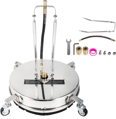 Obrázek produktu pro Čisticí zařízení pro vysokotlaké mytí - Rotující čisticí hlavice pro ploché povrchy - 45 cm - Maximální tlak 4000 PSI - Nerezová ocel - s kolečky