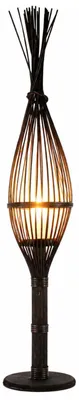 Produktbild von Windlicht Freek Braun 110 cm, große Boho Laterne aus Holz mit Rattan-Optik, Bodenlaterne für Wohnzimmer, Flur, Wintergarten, Eingangsbereich & Natur Deko Indoor, Kerzendeko für Wohnzimmer, Sideboard