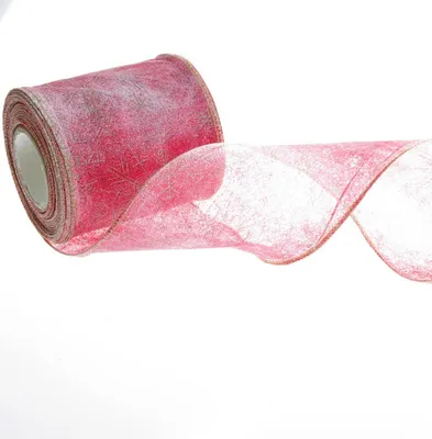 Produktbild von Weihnachtsband mit Schneeflocken - rot - 100mm - 25m - 1701 08