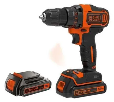 Zdjęcie produktu dla Black & Decker BDCDD186KB, Wiertarka pistoletowa, Zamek centralny, Czarny, Pomarańczowy, 1 cm, 2,5 cm, 1 cm