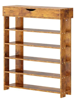 Produktbild von Schuhregal 5 Ebenen Vintagebraun 75 x 30 x 94 cm Holz
