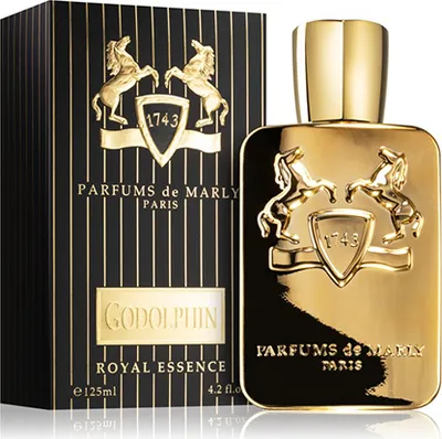 A product shot of a perfume bottle and its packaging.