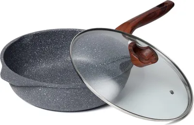 Zdjęcie produktu dla Patelnia nieprzywierająca 30 cm z wysokim brzegiem i pokrywką, powłoka granitowa - odpowiednia do wszystkich płyt grzewczych
