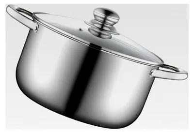 Produktbild von Edelstahl Suppentopf 22 cm mit Glasdeckel, rost- und hitzebeständig, vielseitiger Kochtopf für Gas- und Elektroherde