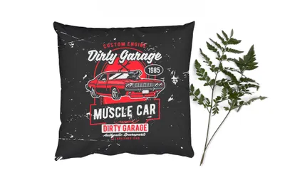 Produktbild von MuchoWow® Zierkissen Sofakissen Wohnzimmer Dekokissen 40x40 cm Mancave - Auto - Retro - Rot - Foto Kissen - Schlafzimmer Dekoration