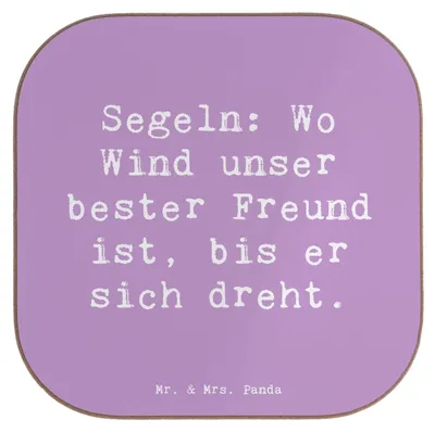 Produktbild von Mr. & Mrs. Panda Tischuntersetzer Spruch Segeln Windfreund - Lavendeltraum - Geschenk, Untersetzer Glas, Bootfahren, Sportart, Coaster, Sportler Geschenke, für Gläser