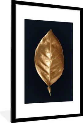 Produktbild von MuchoWow® MuchoWow® Gerahmtes Poster Luxus - Blatt - Gold 60x90 cm - Poster mit zchwarzem Bilderrahmen - Dekoration - Wandposter Wohnzimmer - Hochwertig