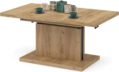 Produktbild von All4All Couchtisch Asti Gold Eiche, Kaffeetisch , Wohnzimmertisch , Höhenverstellbar , mit Einlegeplatten , Ausziehbar , Sofatisch , 120x70cm