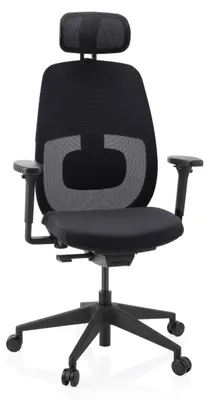 Obrázok produktu pre hjh OFFICE profesionálna kancelárska stolička Skandis Pro ergonomická kancelárska stolička s podrúčkami (výškovo nastaviteľná) látka / sieťovina čierna otočná stolička do kancelárie, domácnosti